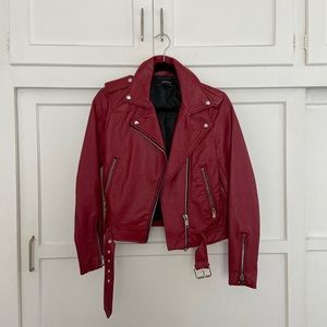 BRAND NEW RED LEATHER JACKET ZARA